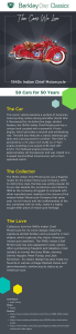 An infographic describing the 1940s Indian Chief Motorcycle and the reasons we love it.